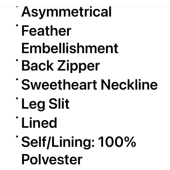 BNWT Asymmetrical Fashion Nova Maxi Dress with feather embellishment size Large - Picture 5 of 5